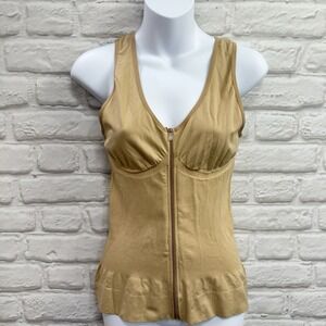 Body Con Shapewear Control Camisole Nude Beige Woman's L/XL Zip Front Cami Tank